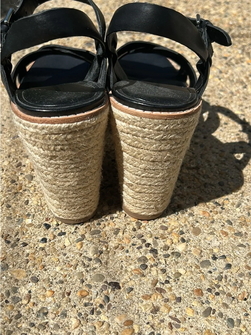 Banana Republic Black Leather Wedge Sandals with Ankle Strap